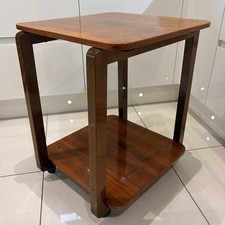 Art Deco 2-tier side table trolley, circa 1930s, veneered top, on casters