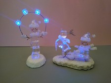 Two Ice Cube Snowmen Light Up Christmas Ornaments