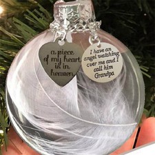 Clear Feather Ball Memory Bauble Christmas Tree Ornament Xmas Gift Angel Decors
