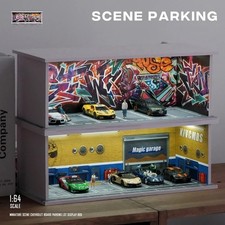 1/64 Car Garage Model LED Lighting City Car Showroom Scene Display Model UK