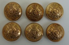 6 x British Army 16th/5th Queens Royal Lancers Large Brass Buttons