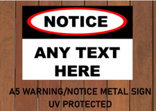 Custom Made Personalised Notice Sign Plaque A5 Red, Black and White, Black Text