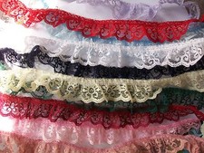 2 meters x 30 mm Gathered Lace - choose colour Red, dusky Pink,Blue, Green Yell