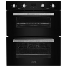 electriQ Built-Under Double Oven – Black, 38L Top & 48L Fan Oven, A Rated
