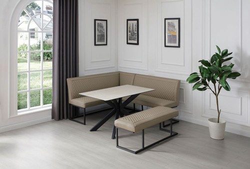 Modern taupe leather corner - taupe, pu