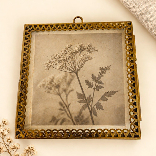 Vintage brass glass - brass, folding
