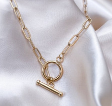 18K Gold plated Zara statement with toggle T bar necklace chain new sale price