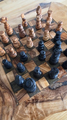 Vintage wood small chess - vintage,