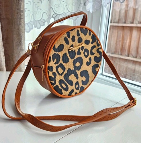 Leopard print round - leopard, crossbody
