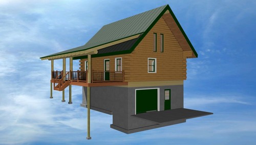 Timber log cabin porch - timber,