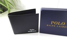 New Polo Ralph Lauren Men's Smooth Leather Pass-case Bi-Fold, Wallet, CC, Black