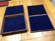 2 x Wooden Coin Slab Storage Boxes