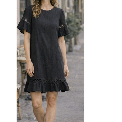 Shilla black flutter sleeve - black,