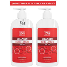 2 x 400ml Face Facts Collagen With Q10 Body Lotion FIRM, REVIVE & EVEN TONE Skin
