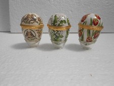 Halcyon Days Enamelled Eggs ~ Set of Three Hinged Trinket Boxes