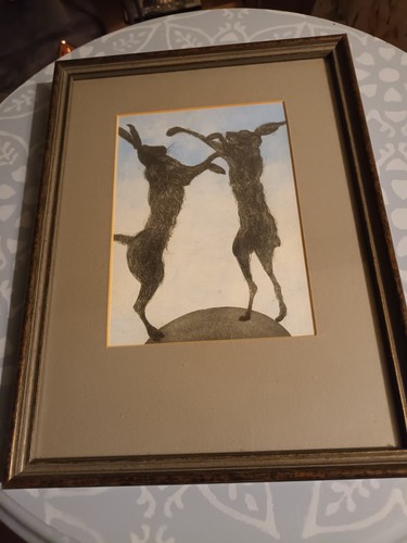 Boxing hares art - hares, picture