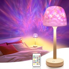 Cordless Lamp Rechargeable Table Lamp LED Dimmable Night Light Ocean Projector