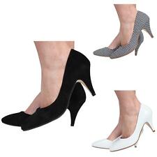 Womesn Ladies Low Mid Kitten Heel Pointed Toe Smart Work Party Court Pumps Shoes