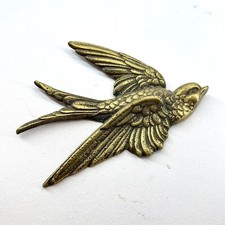Vintage Brass Flying Swallow Bird Wall Plaque
