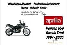 Aprilia Pegaso 650 Strada Trail  Service Repair Workshop Manual USB  1997 - 2005