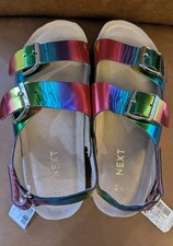 NEXT UK Size 2G Kids Childs Multi Coloured Girls Sandals Rainbow Shinny Buckle
