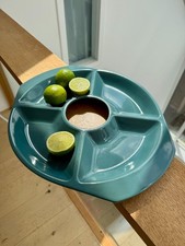 Large Poole Pottery "Blue Moon" Snacks or Crudite Serving Dish in Teal Blue