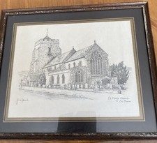 Framed Pencil Drawing Of St