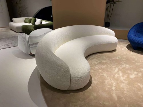 Curved cream white boucle - curved, 3