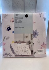 Next Single White/Pink Pressed Petal 100% Cotton Duvet Cover and Pillowcase Set