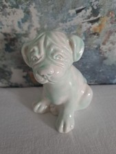 Vintage Art Deco Puppy Dog Ceramic Figurine Aldridge Pottery Pale Aqua