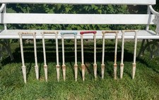 Set of Six Vintage Jaques Victorian Edwardian Cast Iron Carrot Tip Croquet Hoops