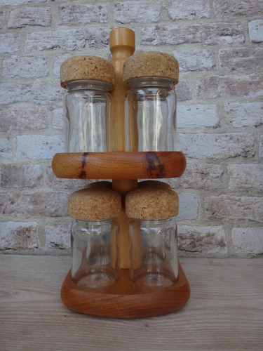 Wooden vintage spice stand - wooden,