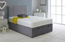Ottoman Bed Divan Storage Plush Velvet + Rio Bed Head - Foot Lift Gas Lift