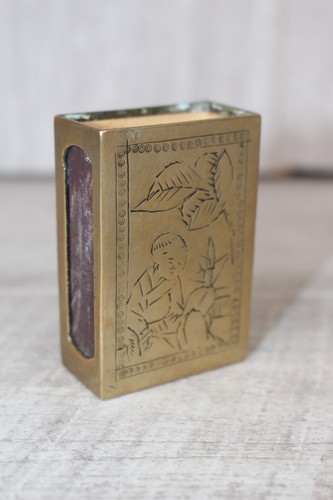 Vintage brass matchbox - vintage,