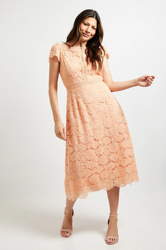 Wallis peach fit flare - peach, dress