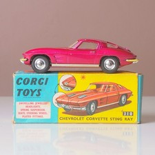 Vintage Corgi Toys, No. 310 Chevrolet Corvette Sting Ray, Cerise, + Original Box