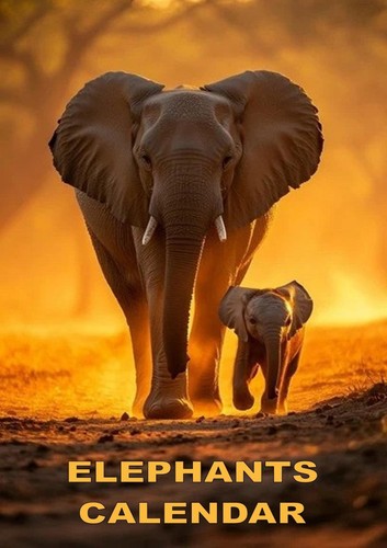 Elephants calendar 2027 - elephants, a4