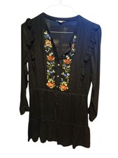 Black Embroidered Floral Boho
