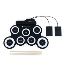 Wicked Gizmos Kids Roll Up Electronic Musical Drum Instrument with Sticks White