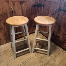Pair of Wood Wooden Breakfast Bar Stools