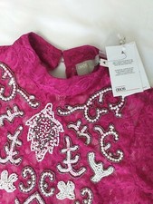 ASOS Cerise Pink Lace Top Size 6 Sequin Beaded - NEW with TAGS - Summer Top