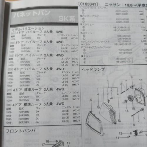 Parts guide nissan vanette sk - nissan, (sk