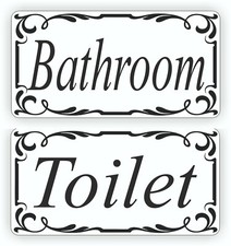Toilet and Bathroom Door sign vinyl decal sticker pack of two 