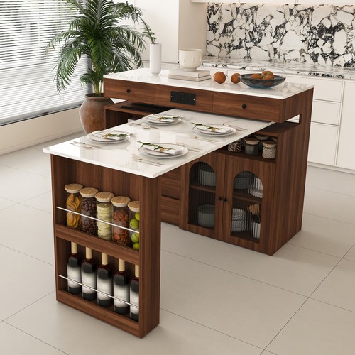 Kitchen island with extendable - kitchen,