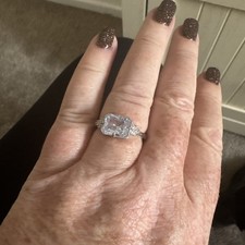 Silver Coloured Metal Dress Ring With Faux Diamond Stone Brand New Large