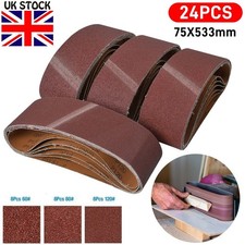 24Pack Sanding Belts 75mm x 533mm Mixed Grade 60 80 120 Grit Bosch Makita Sander