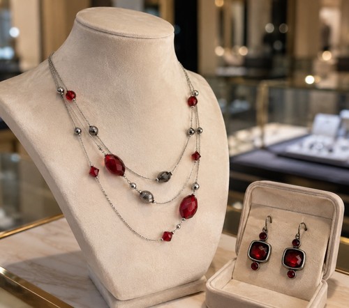 Wallis red crystal necklace - red,