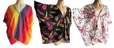 Ladies SHORT KIMONO JACKET, ONE SIZE UP TO UK 18 PLUS SIZE RAINBOW or FLORAL 