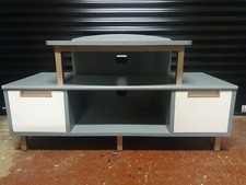 Unique Upcycled TV Stand Duck Egg Grey Shimmer Pink White Free UK Delivery