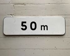 Geniune French Road Traffic Sign '50m' / Black on White Metal Sign